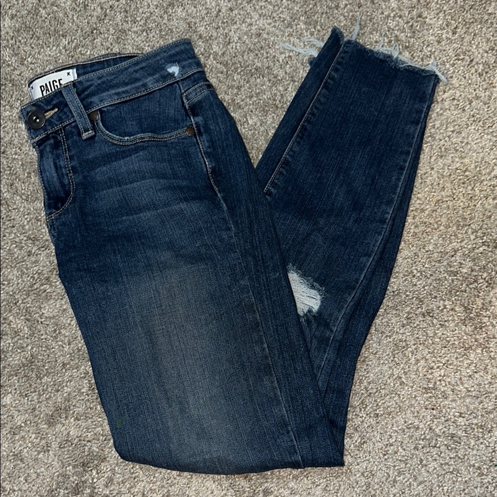 PAIGE Blue Cropped Ankle Jeans Size 25